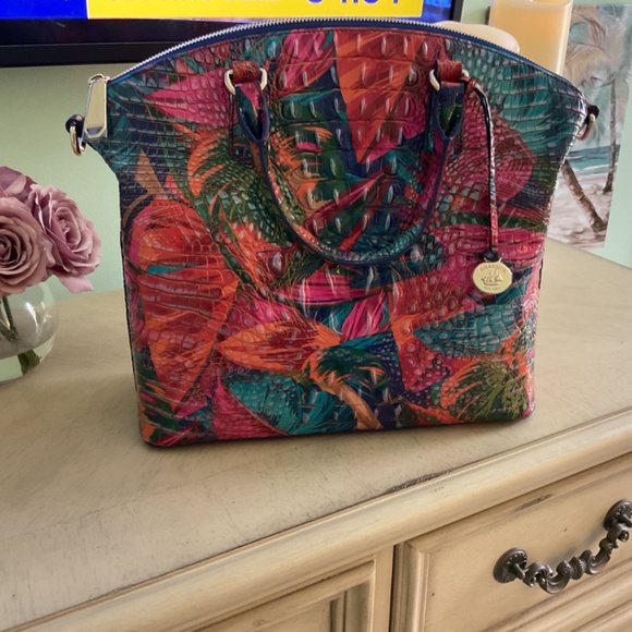 NWT Brahmin Large Duxbury Satchel Lush Melbourne Leather New Tropical - Picture 4 of 4